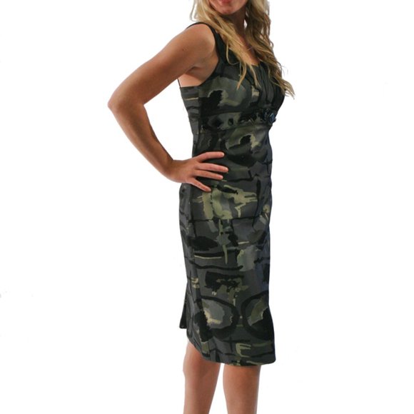 MATIS GREEN PRINT SLEEVELESS SHIFT DRESS SIZE XS AND SMALL - Picture 6 of 8